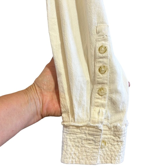 Free People We The Free Light Cream Button Oversized Shirt Size Small - Picture 8 of 15